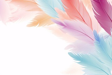 Obraz premium Pastel Feathers Border Background, Abstract Feather Border Background, Boho Feathers Frame, Feathers Background, Feathers Digital Paper, Boho Pastel Background