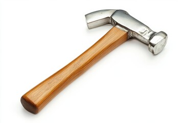 Claw hammer with wooden handle and metallic head isolated on white background professional tool