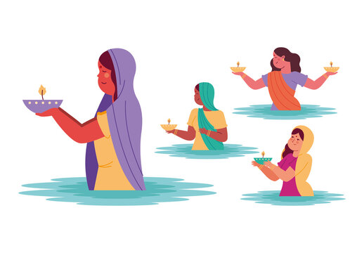 Orange And Purple Devotional Women Offering Ritual Set