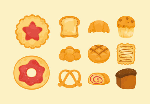 Orange And Beige Tasty Bakery Pastry Design Set