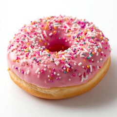 Pink Donut with Colorful Sprinkles