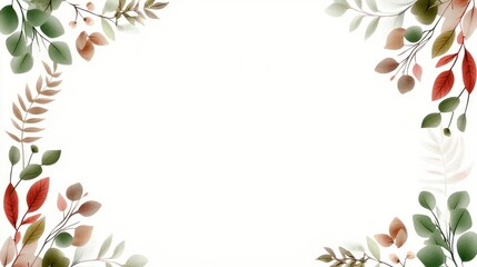 Fototapeta premium Autumnal floral frame, blank space, nature-inspired design