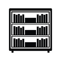 Bookshelf Silhouette Vector Icon Flat Furniture Design on White Background.