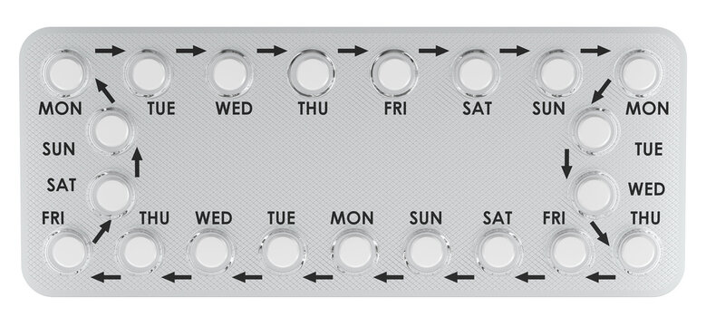Combined oral contraceptive pills. 3D rendering isolated on transparent background