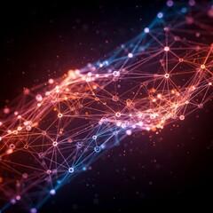 Obraz premium Abstract Machine Learning AI Neural Network Glowing Data Points Geometry