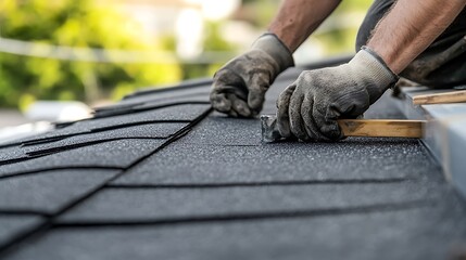 Roofing Contractor Installing Asphalt Shingles