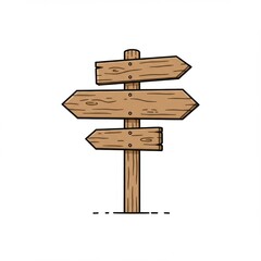 Brown Wooden Signpost with Three Arrows