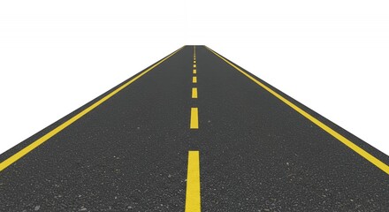 Asphalt Road with Dashed Yellow Line Isolated on White Background For Transportation and Travel Concepts Design Element Clipart