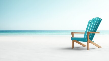 This image showcases a crisp modern teal Adirondack chair positioned beautifully by the sea, creating an inviting atmosphere for relaxation and contemplation in nature.