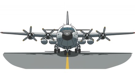 Fototapeta premium Generic Gray Propeller Cargo Plane Parked on Tarmac Illustration Isolated on White Background in Pixelated Style Aviation Art