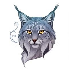 Obraz premium Blue Lynx Portrait with Ornate Design
