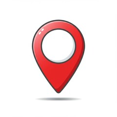 Red Map Pin Icon on White Background
