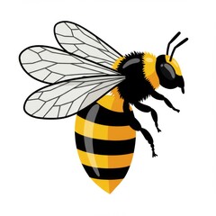 Detailed Yellow And Black Bee Illustration