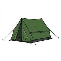 Green Camping Tent Illustration on White Background