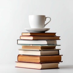 Teacup Perched on a Stack of Books