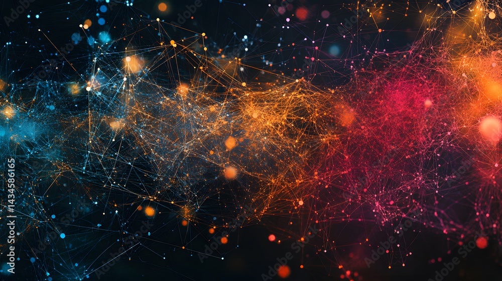 Poster a stunning abstract representation of digital connections. bright colors and intricate patterns illu