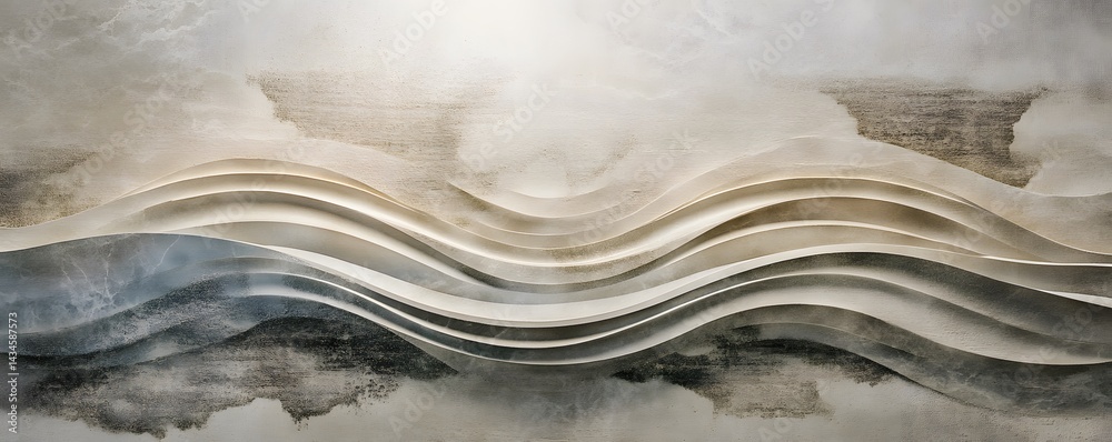 Poster abstract wave patterns blend in soothing tones, creating a harmonious visual experience. ideal for b