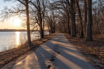 Pathway by Water at Sunset