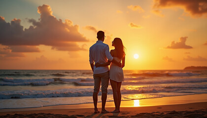 Fototapeta premium Romantic Sunset Silhouette