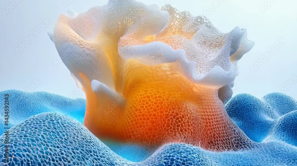 Wall mural abstract 3d structure with vibrant colors and intricate textures resembling organic forms.