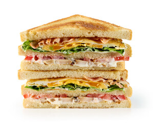 club sandwich stack on white background
