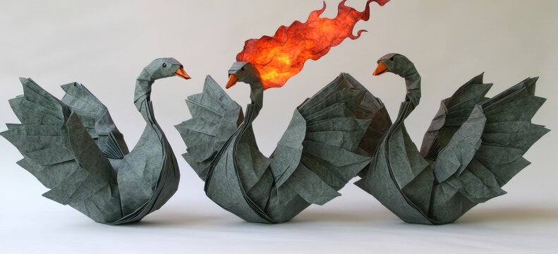 The concept of a Disruptor And Agitator serves as a business metaphor for someone who shakes things up and brings about change, similar to how a fire can quickly spread and engulf a paper swan,