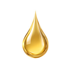 golden drop of olive cooking oil on transparent background