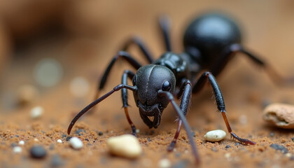 Close-Up of a Black Ant in Nature