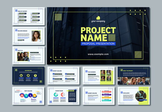 Blue And Yellow Proposal Company Business Project Presentation Template