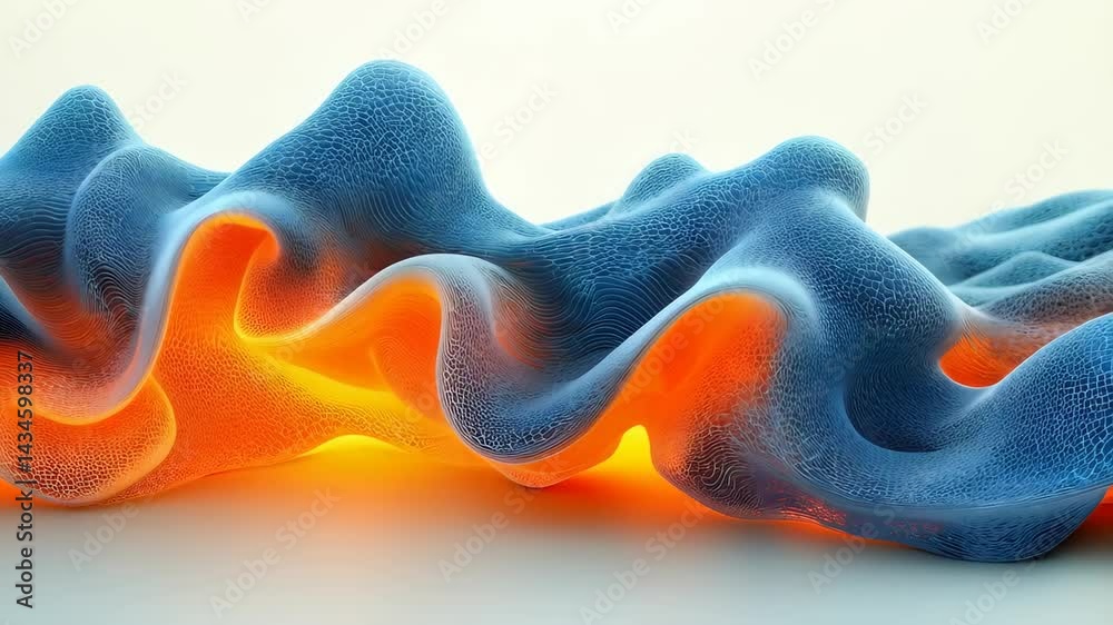 Wall mural abstract flowing shapes in vibrant colors create a modern texture with a glowing effect.
