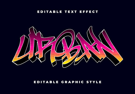 Purple And Yellow Urban Font Graffiti Style Text Effect