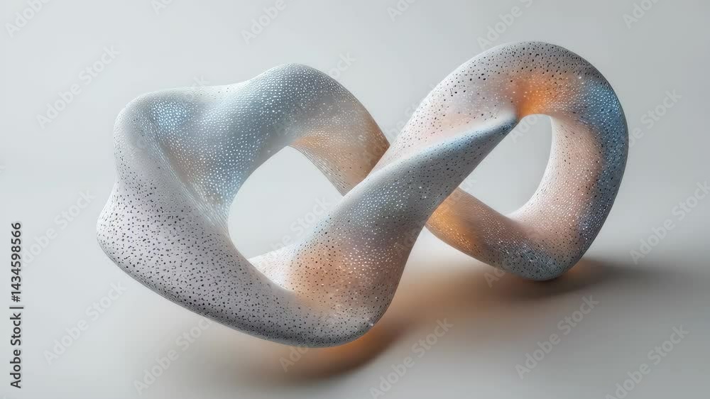 Wall mural an abstract sculpture showcasing a twisted, flowing shape with smooth surfaces and a gradient color 