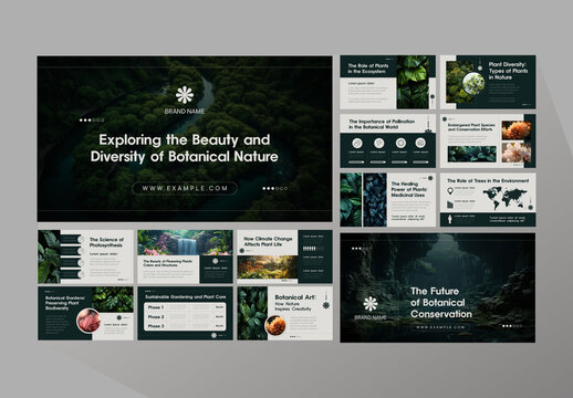 Green And White Botanical Nature Conservation Presentation Template