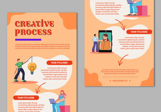 Orange Abstract Creative Process Infographic Layout