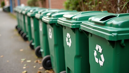 Organized Recycling Bins on Urban Street