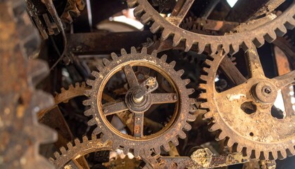Close cinematic shot of interior gears and rusted mechanisms