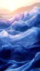 Obraz premium Abstract blue tones featuring flowing waves layered paper high resolution hd photo