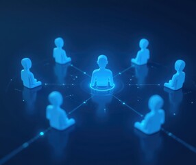 Obraz premium The Connected Team: Leading the Network to Success. Ideal for illustrating concepts of teamwork, leadership, global business networks