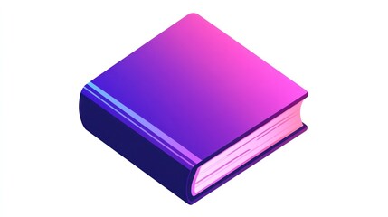 Isolated purple gradient book on white for education/reading. Knowledge and study symbol