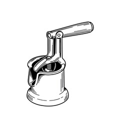 Vintage Manual Citrus Juicer Illustration Retro Kitchen Tool Drawing