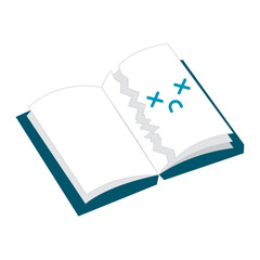 Torn book with sad face. Vector