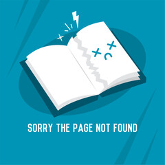 Torn book 404 warning. Vector