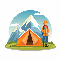 An explorer&rsquo;s base camp at the foot of a glacier.
