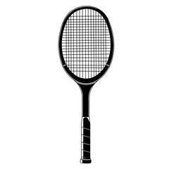 Classic Tennis Racket A Black and White Illustration