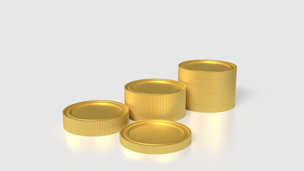 The Gold coins on white Background 3d Rendering.