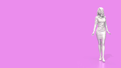 The Woman figure on pink Background 3d Rendering.