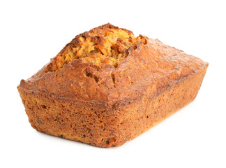 One tasty carrot cake isolated on white