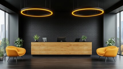 The living room features a classic Scandinavian midcentury modern aesthetic, complete with wooden and leather chairs, as depicted in a 3D rendering