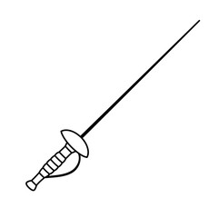 Elegant Foil Fencing Weapon A Line Drawing Illustration
