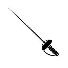 Elegant Foil Fencing Weapon A Black and White Illustration